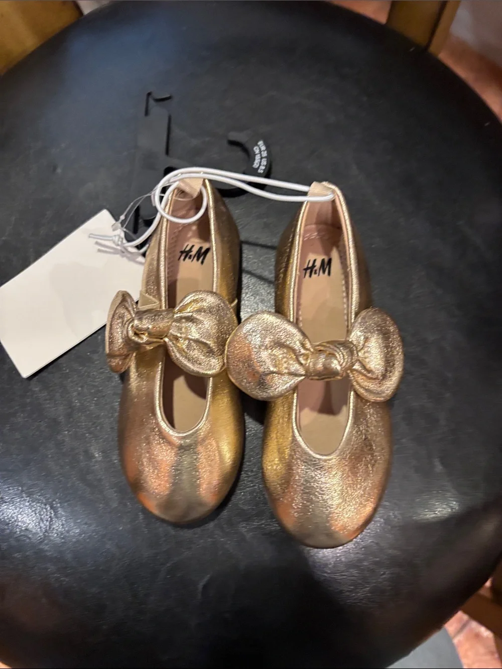 H&M Metallic Gold Bow Ballet Flats for Kids